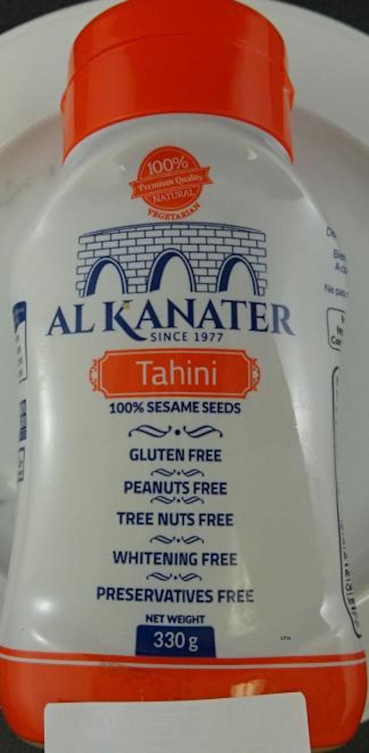 Al Kanater Tahini Recalled in Canada For Possible Salmonella