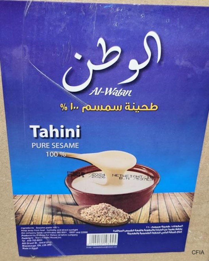 Al-Watan Tahini Recalled in Canada For Possible Salmonella