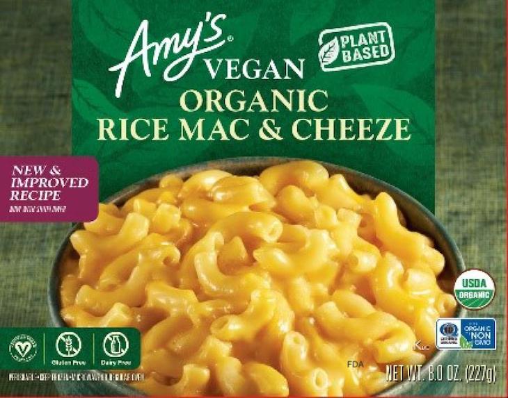 Amy's Kitchen Vegan Organic Rice Mac and Cheeze Recalled For Milk