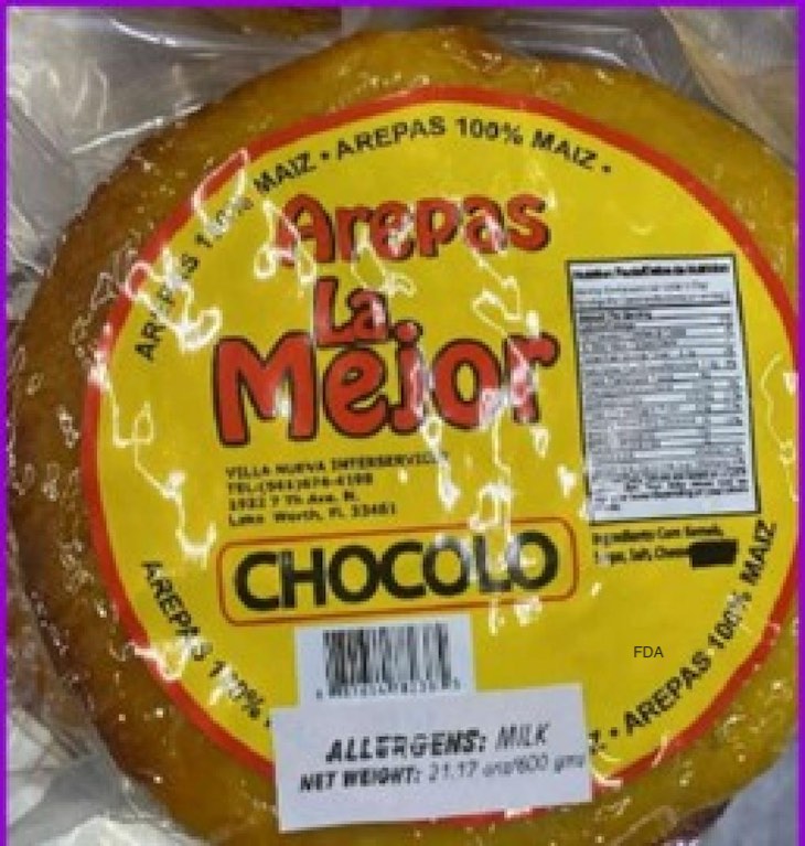 Arepa de Choclo / Chocolo Recalled For Undeclared Milk