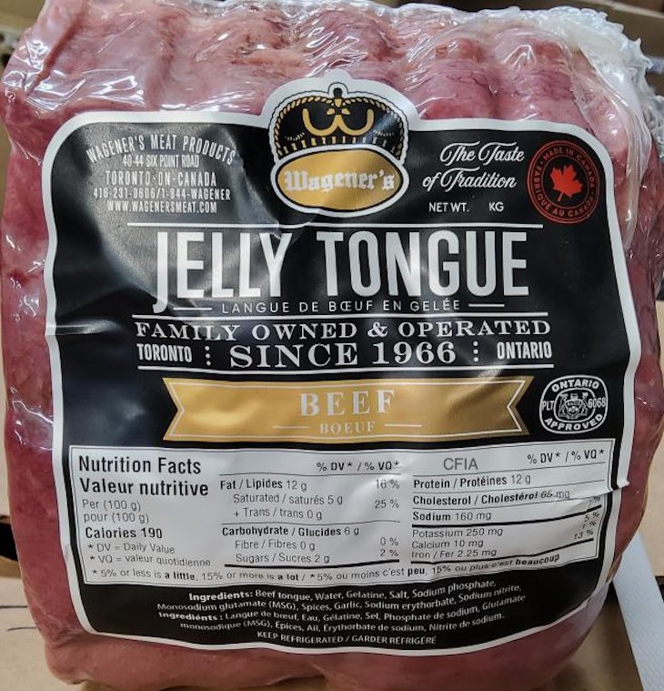 Beef Jelly Tongue Recalled in Canada for Possible Listeria 