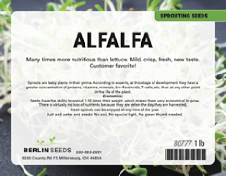 Berlin Seeds Alfalfa Sprouting Seeds Recalled For Pathogens