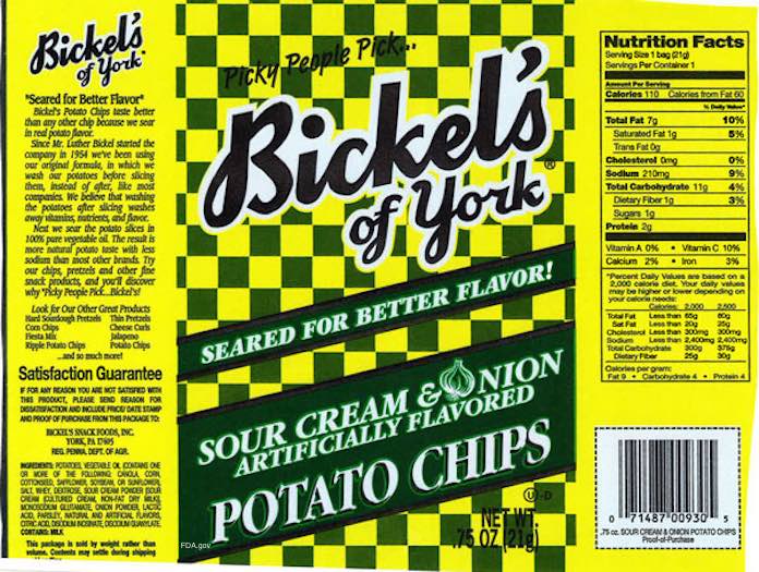 BIckels Potato Chips Salmonella Recall