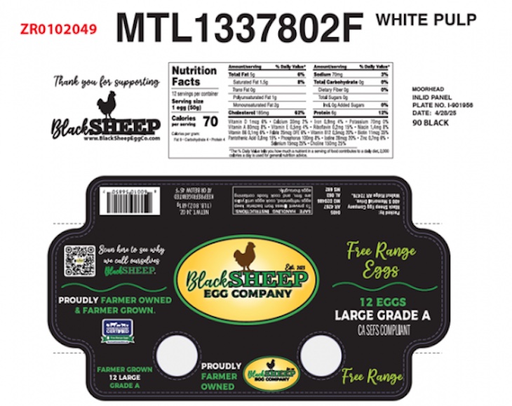 Black Sheep Shell Eggs Recalled For Possible Salmonella
