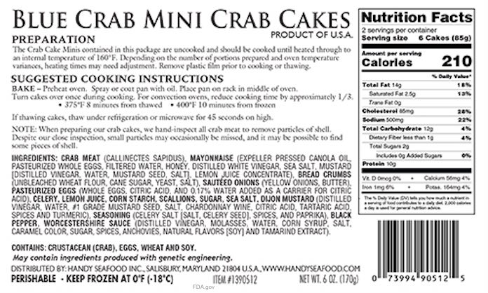 Blue Crab Mini Crab Cakes Recall