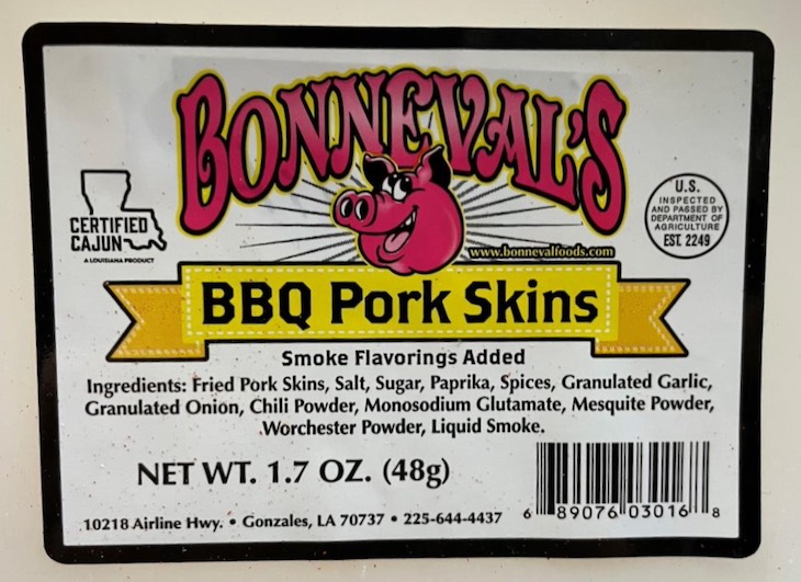 Bonneval's BBQ Pork Skins Recalled For Wheat and Soy