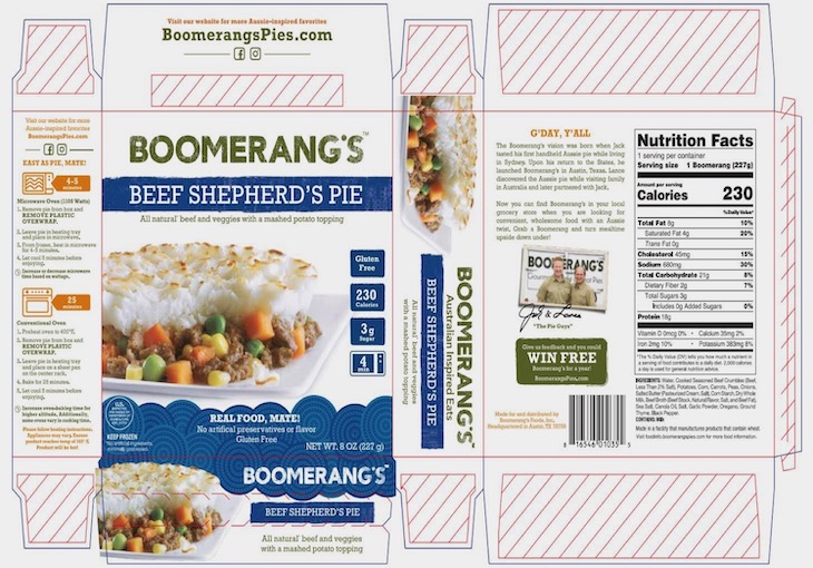 Boomerang's Beef Shepherd's Pie Recalled For Foreign Material