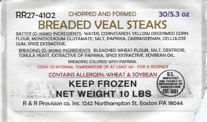 Breaded Veal Steaks Recall