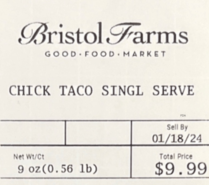 Bristol Farms Chicken Street Taco Kit Recalled For Listeria