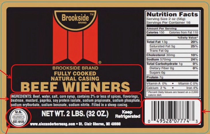 Brookside Beef Wieners Recalled For Undeclared Milk