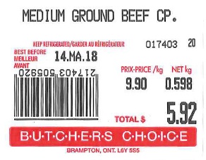 Butcher's Choice Recalled Ground Beef