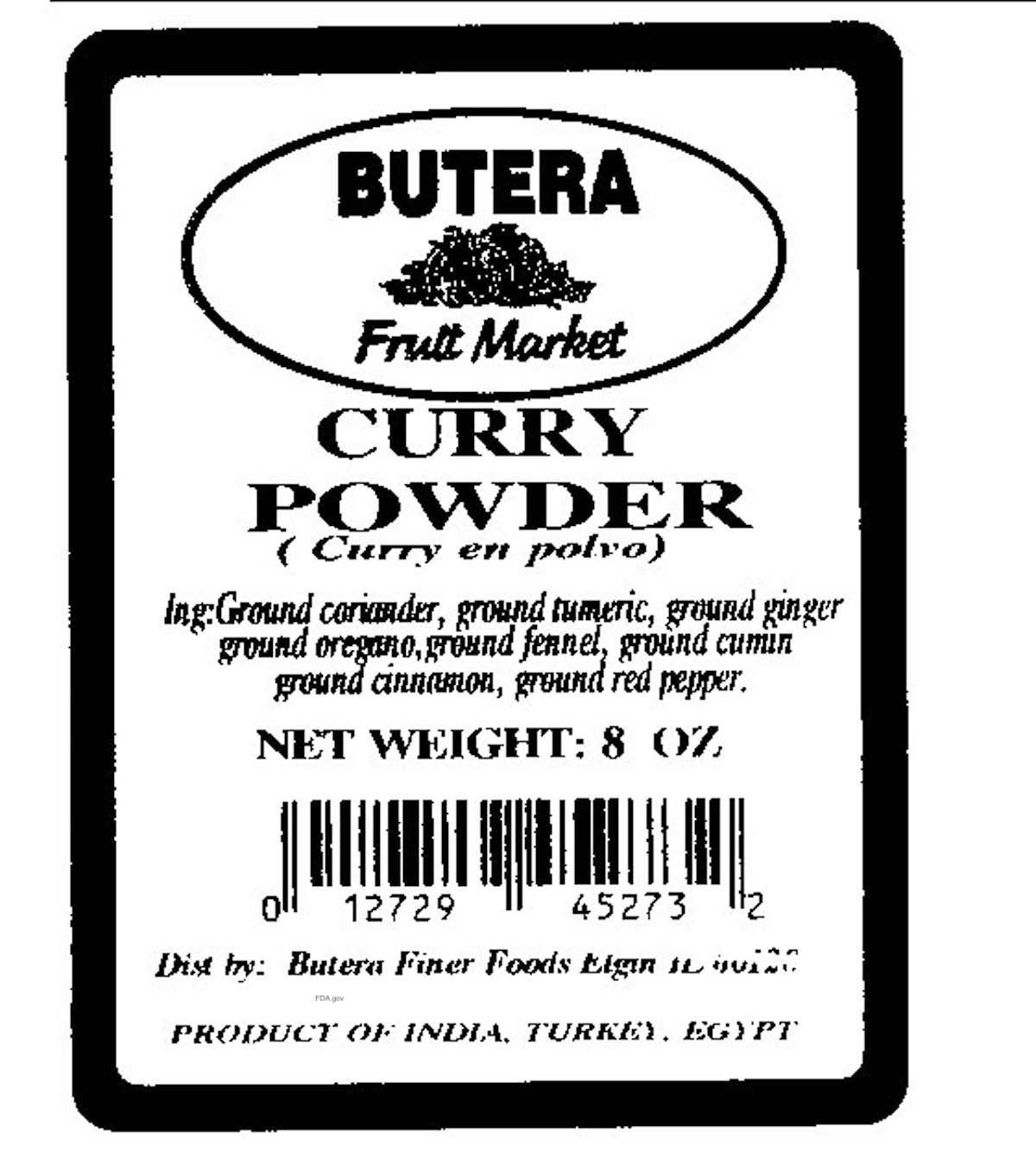 Butera Curry Powder Lead Contamination