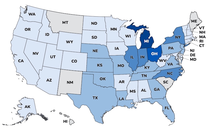 CDC Cyclospora Count, Confirmed and Possible, Over 18,000