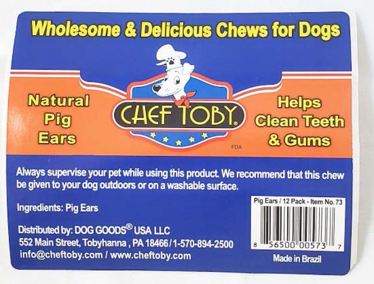 Chef Toby Pig Ears Recalled For Possible Salmonella