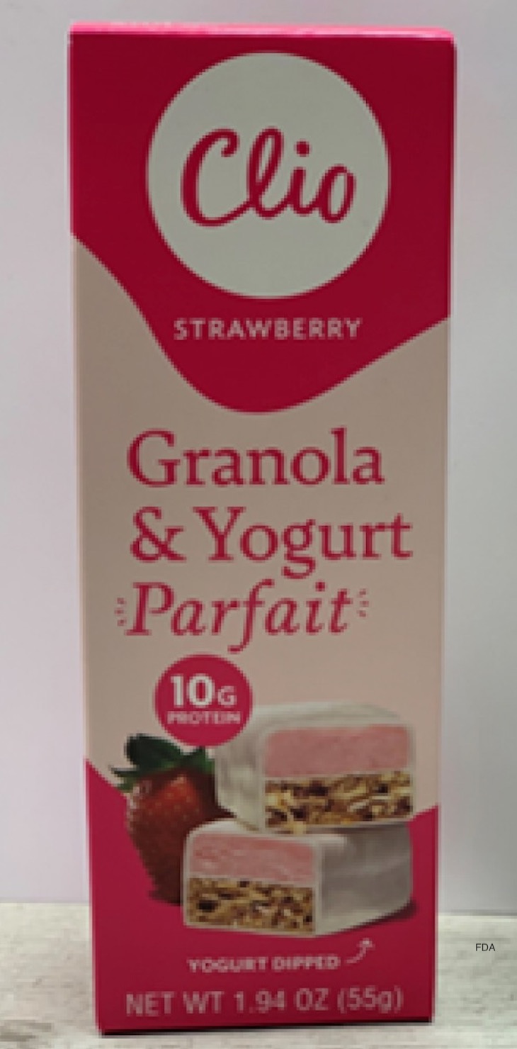 Clio Strawberry Granola Parfait Bar Recalled For Possible Listeria