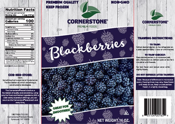 Cornerstone Frozen Blackberries Recalled For Possible Norovirus