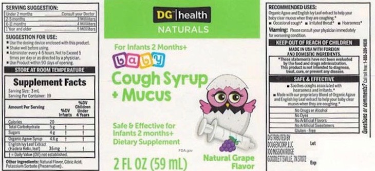 DG:health Naturals Cough Syrup Recall