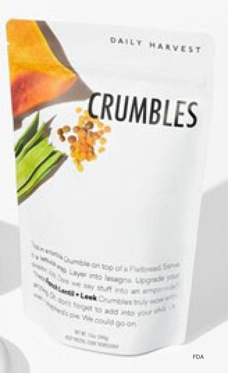 Daily Harvest French Lentil + Leek Crumbles Recalled ; 470 Illnesses