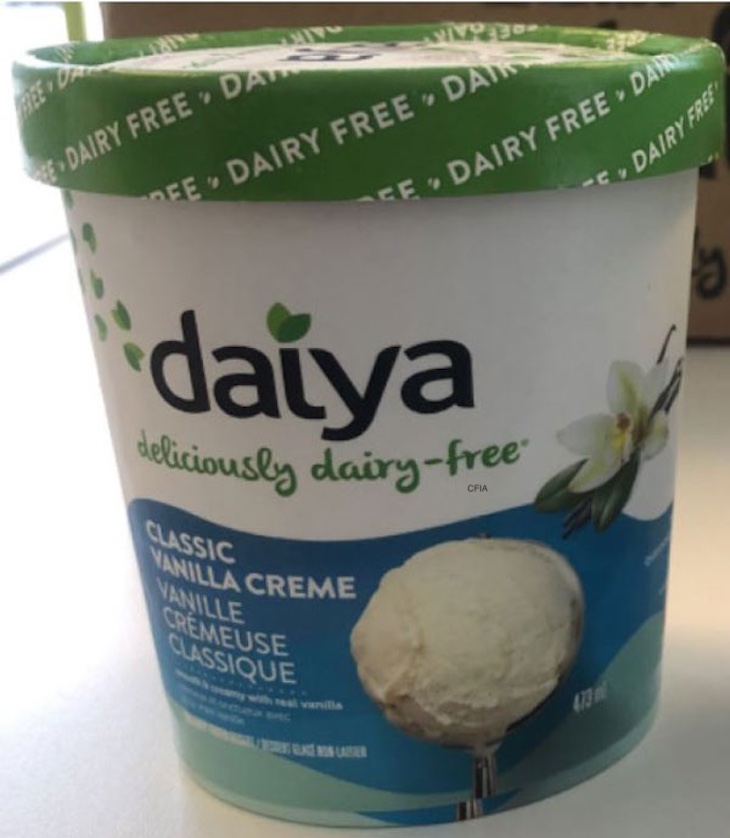 Daiya Classic Vanilla Creme Non-Dairy Frozen Dessert Recalled