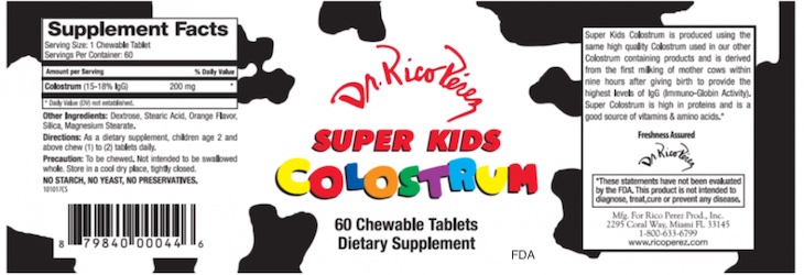 Dr. Rico Perez Super Kids Colostrum Recalled For Undeclared Milk