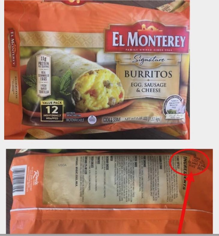 El Monterey Burritos Recalled For Foreign Material Contamination