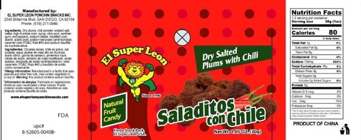 El Super Leon Ponchin Snacks Dry Salted Plums Recalled