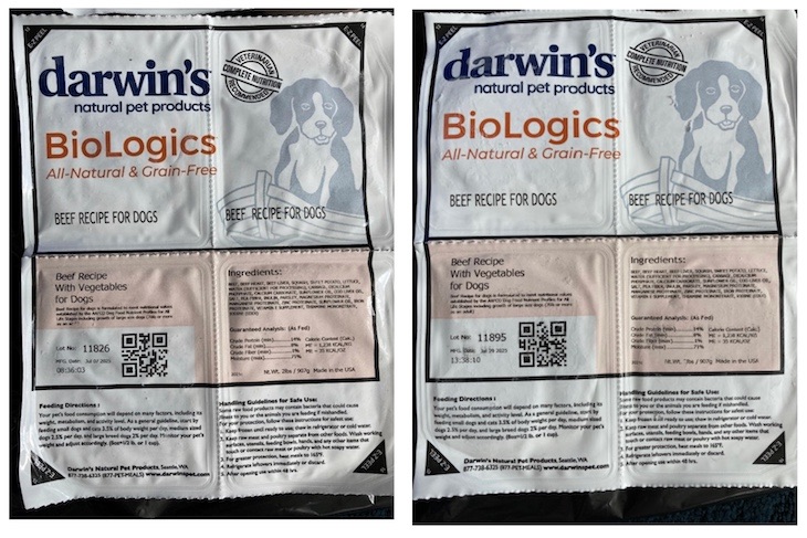 FDA Says Do Not Feed Two Lots of Darwin's Biologics Dog Food