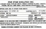 Five Star Shellfish Oysters Recalled in Canada For Salmonella