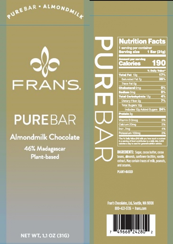 Fran's Pure Bar Almondmilk Chocolate Recalled For Hazelnuts
