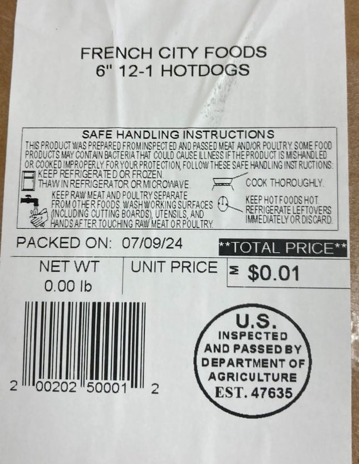 French City Foods Hot Dogs Recalled For Lack of Inspection
