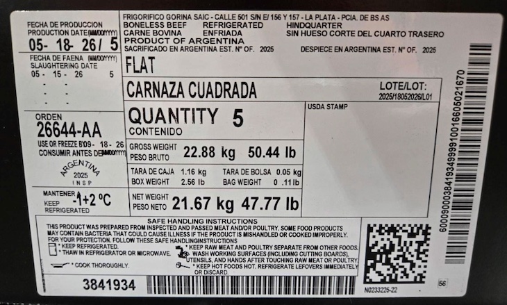 Frigorlfico Gorina Saic Boneless Beef Recalled For No Inspection