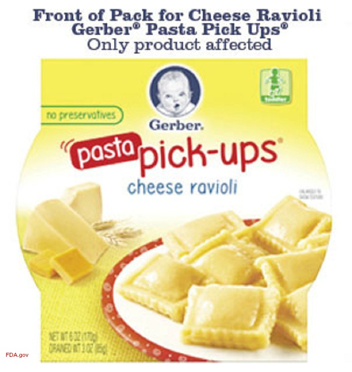 Gerber Cheese Ravioli Pasta Pick-Ups recalled