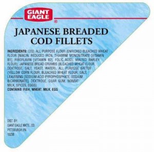 Giant Eagle Japanese Breaded Cod Fillet Recall