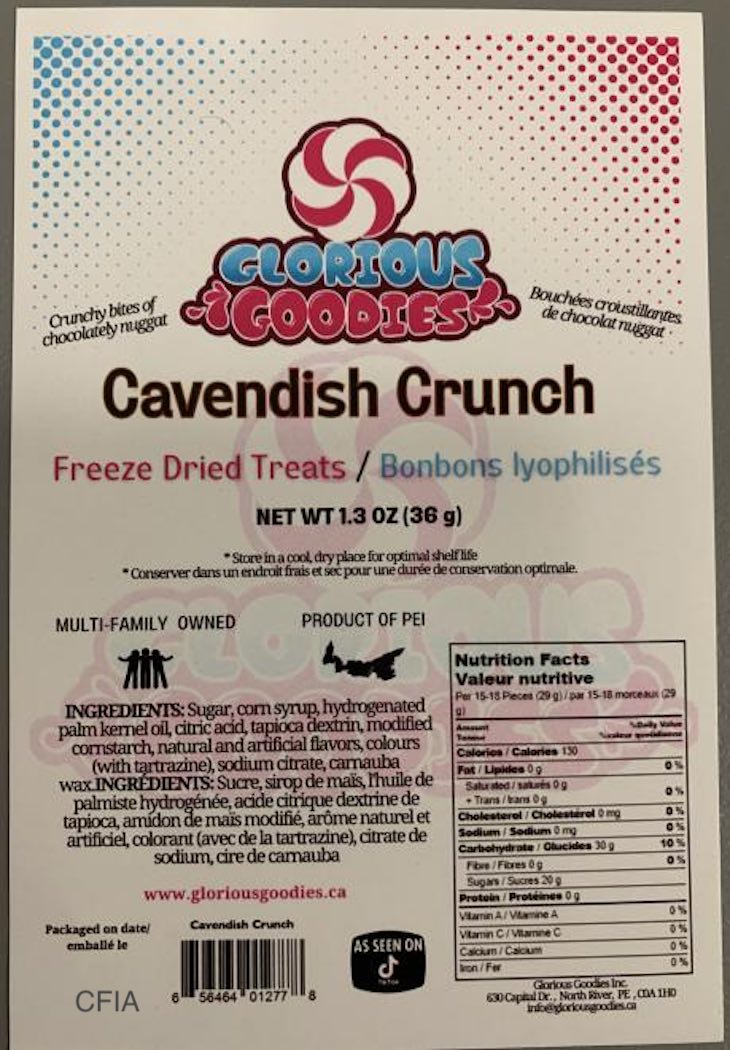 Glorious Goodies Cavendish Crunch Freeze Dried Treats Recalled