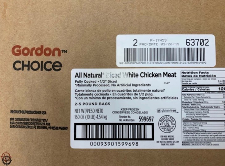 Gordon Choice Chicken Meat Recall
