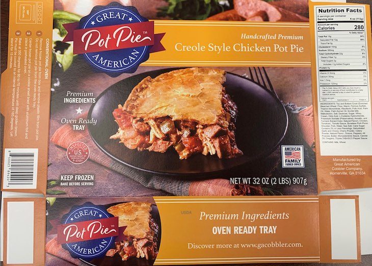 Great American Cobbler Creole Chicken Pot Pie Recalled For Soy
