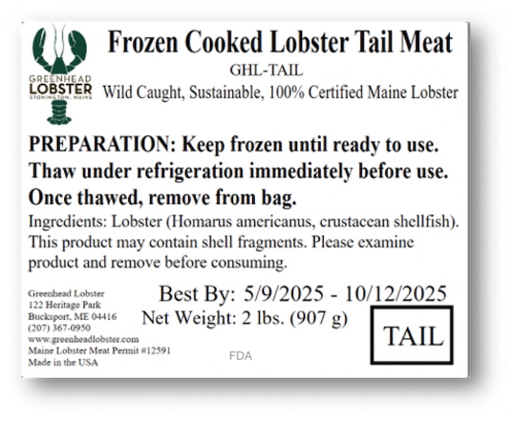 Greenhead Lobster Meat Recalled For Possible Listeria 
