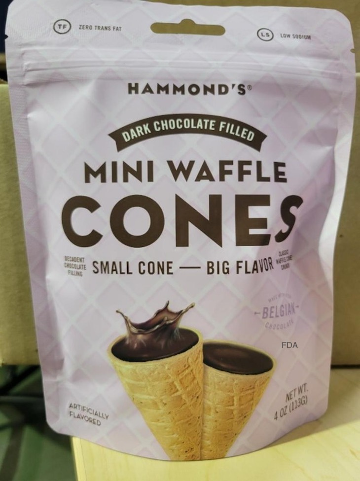 Hammond's Dark Chocolate Mini Waffle Cones Recalled For Milk