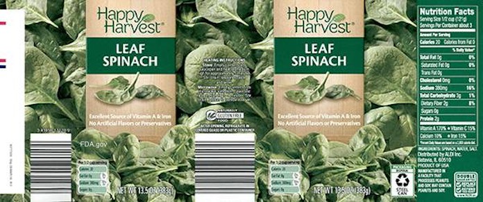 Happy Harvest Canned Spinach Peanut Recall