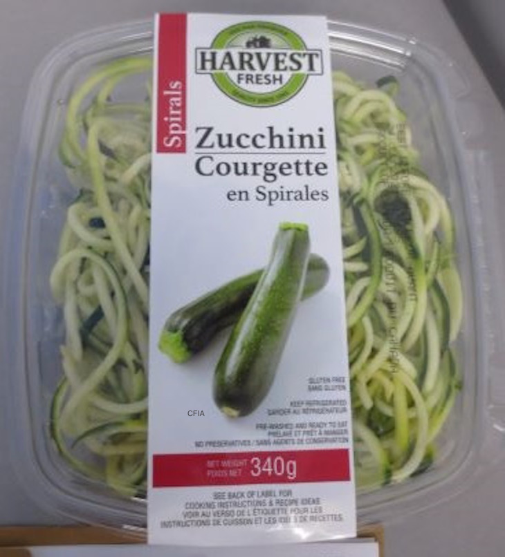 Harvest Fresh Zucchini Spirals Recalled in Canada For Possible Listeria