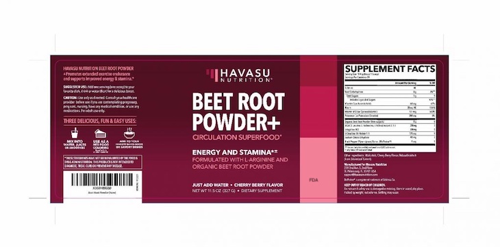 Havasu Nutrition Beet Root Powder+ Recalled For Undeclared Milk