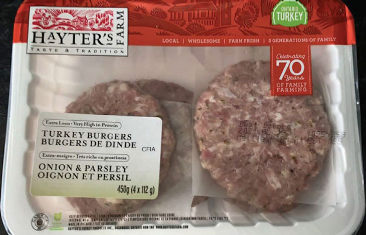 Hayter's Farm Onion and Parsley Turkey Burgers Recalled For Wheat