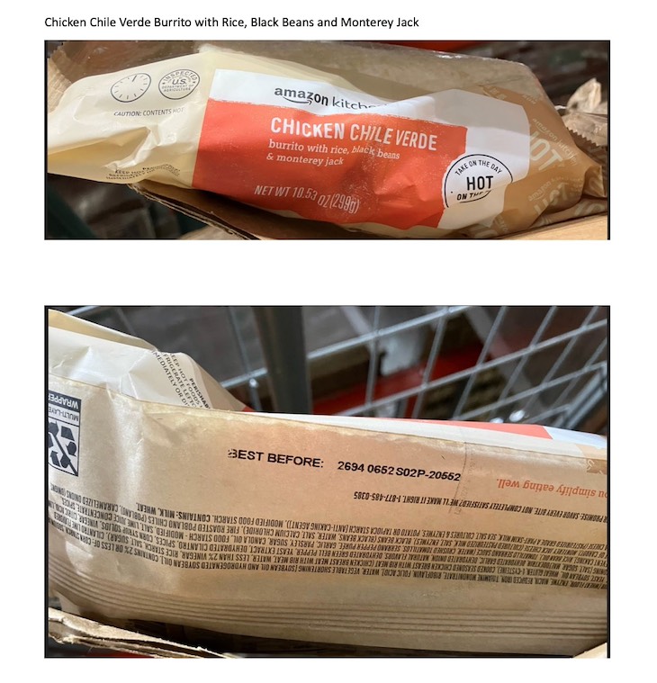 Health Alert For Amazon Kitchen Chicken Chile Verde Burrito