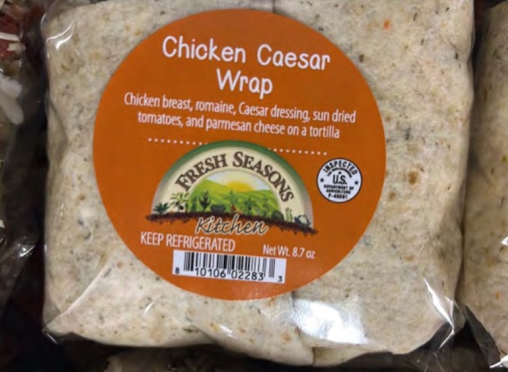 Health Alert For Fresh Seasons Chicken Caesar Wrap For Listeria