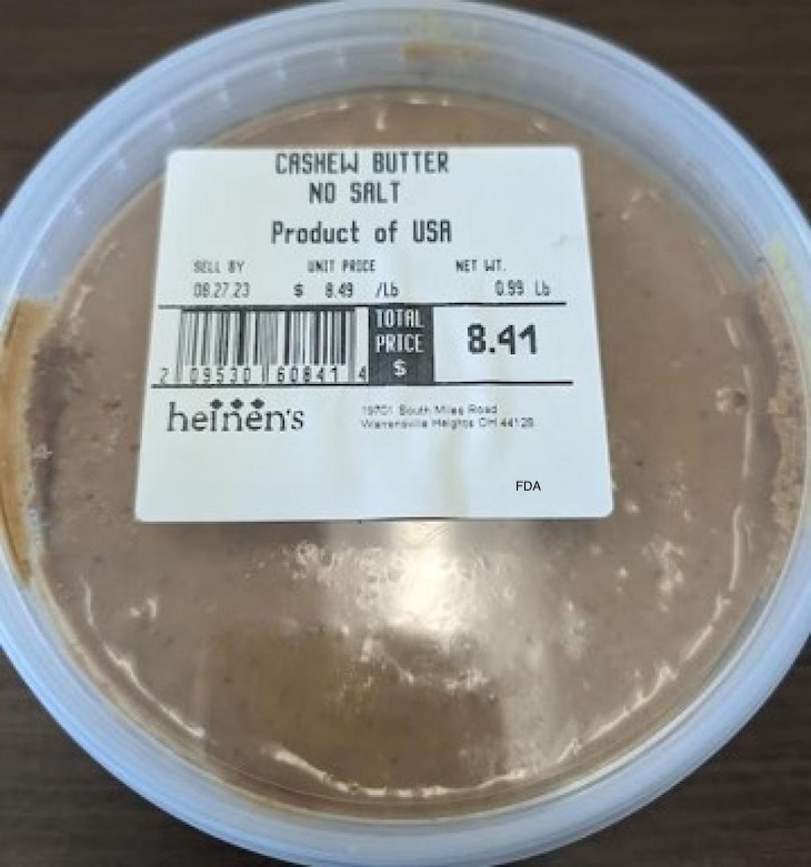 Heinen's Cashew Butter Recalled For Peanuts and Almonds