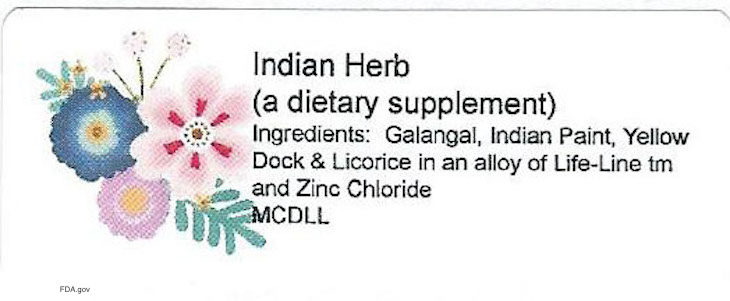 Indian Herb Recall