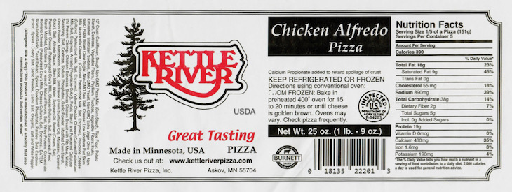 Kettle River Chicken Alfredo Pizza Recalled For Undeclared Wheat