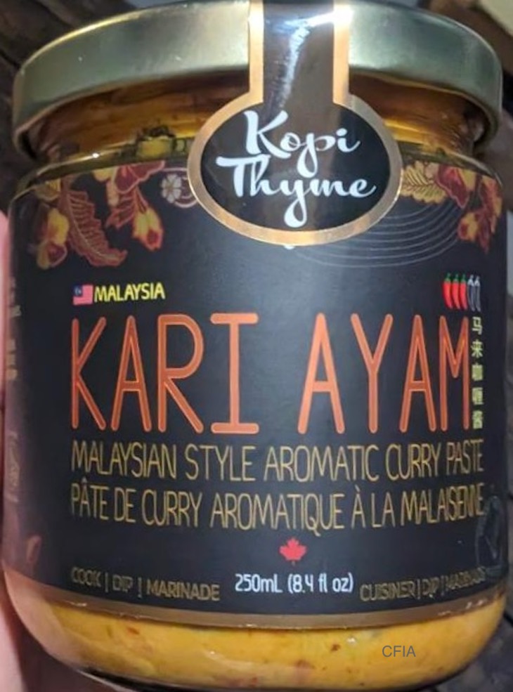 Kopi Thyme Sauce & Soup Bases Recalled in Canada For Botulism