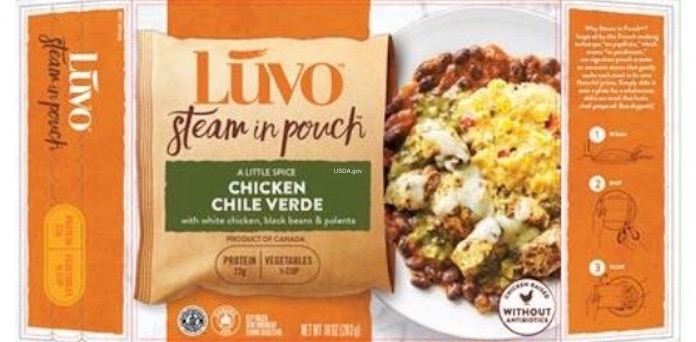 LUVO Steam in Pouch Chicken Verde Recall