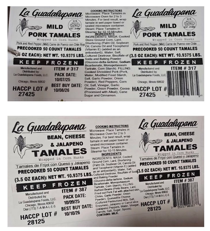 La Guadalupana Mild Pork Tamales Recalled For Undeclared Milk